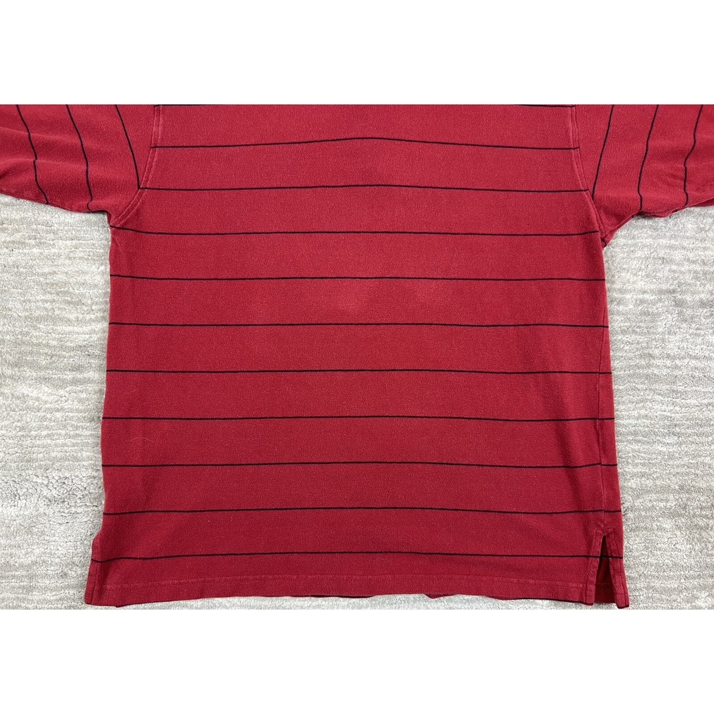 Bugle Boy Polo Shirt Mens XXL Red Striped Short Sleeve Vintage 90s Cotton Pique - Picture 8 of 10